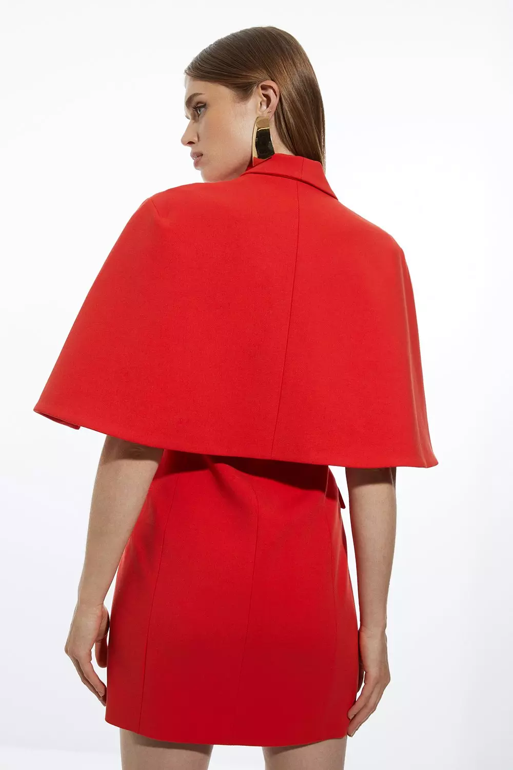 Compact Stretch Tailored Tuxedo Cape Sleeve Mini Blazer Dress Karen Millen